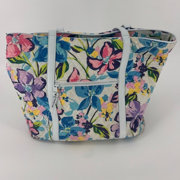 Vera Bradley Handbags - Vera Bradley "Marian Floral" Trimmed Quilted Large Tote Bag Blue Pink Multi